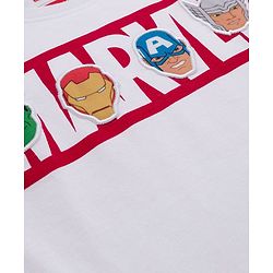 Babyhug Marvel Single Jersey Knit Full Sleeves T-Shirt with Avengers Graphic with Badge Detailing - White