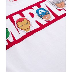 Babyhug Marvel Single Jersey Knit Full Sleeves T-Shirt with Avengers Graphic with Badge Detailing - White