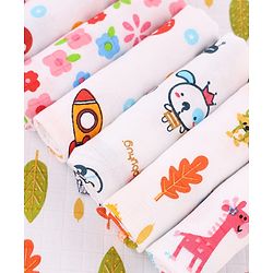 Babyhug 100% Cotton Muslin Burp Cloth Pack of 10  Multicolor| Ultra Soft| High Absorbency| Machine Washable| For Feeding & Diapering