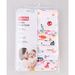 Babyhug 100% Cotton Muslin Burp Cloth Pack of 10  Multicolor| Ultra Soft| High Absorbency| Machine Washable| For Feeding & Diapering