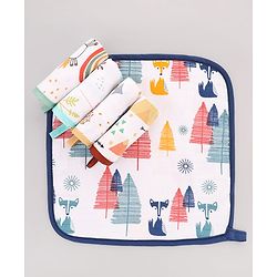 Babyhug 100% Cotton Muslin Burp Cloth Pack of 5 -  Multicolor| Ultra Soft| High Absorbency| Machine Washable| For Feeding & Diapering