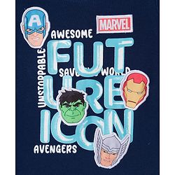 Babyhug Marvel Single Jersey Knit Full Sleeves T-Shirt with Avengers Graphic - Navy Blue