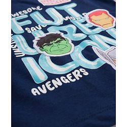 Babyhug Marvel Single Jersey Knit Full Sleeves T-Shirt with Avengers Graphic - Navy Blue