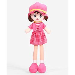 Babyhug Winky Doll with Cute Dress, Matching Hat & Stitched Shoes Height 80 cm - Pink| Ideal Snuggle Toy| Safe & Interactive| Removable Dress| Imaginative Play & Storytelling| BIS Certified