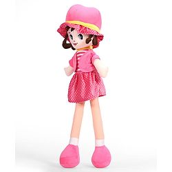 Babyhug Winky Doll with Cute Dress, Matching Hat & Stitched Shoes Height 80 cm - Pink| Ideal Snuggle Toy| Safe & Interactive| Removable Dress| Imaginative Play & Storytelling| BIS Certified
