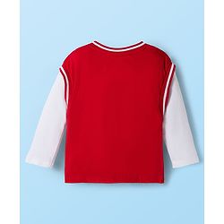 Babyhug Disney Single Jersey Knit Full Sleeves Cut & Sew T-Shirt with Mickey Mouse Graphic - Red & White