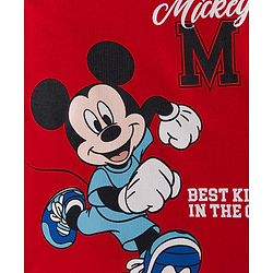 Babyhug Disney Single Jersey Knit Full Sleeves Cut & Sew T-Shirt with Mickey Mouse Graphic - Red & White