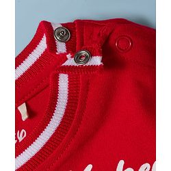 Babyhug Disney Single Jersey Knit Full Sleeves Cut & Sew T-Shirt with Mickey Mouse Graphic - Red & White