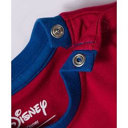 Babyhug Disney Single Jersey Knit Oversize Doctor Sleeves T-Shirt with Mickey Mouse Front and Back Graphic - Red Blue & White