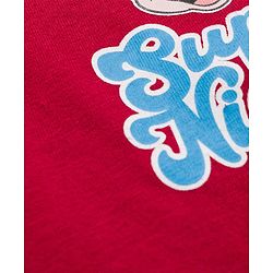 Babyhug Disney Single Jersey Knit Oversize Doctor Sleeves T-Shirt with Mickey Mouse Front and Back Graphic - Red Blue & White