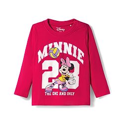 Babyhug Disney Single Jersey Knit Full Sleeves T-Shirt & Trackpant Set With Minnie Mouse Print - Dark Pink
