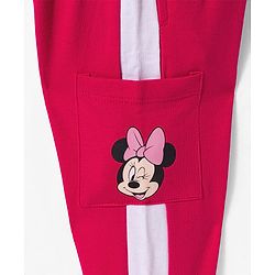 Babyhug Disney Single Jersey Knit Full Sleeves T-Shirt & Trackpant Set With Minnie Mouse Print - Dark Pink