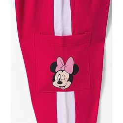 Babyhug Disney Single Jersey Knit Full Sleeves T-Shirt & Trackpant Set With Minnie Mouse Print - Dark Pink