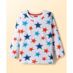 Babyhug 100% Cotton Knit Full  Sleeves T-Shirts with Star & Animal Print Pack of 3 - Orange & White Blue