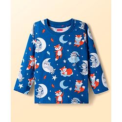 Babyhug 100% Cotton Knit Full  Sleeves T-Shirts with Star & Animal Print Pack of 3 - Orange & White Blue