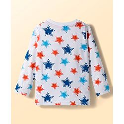 Babyhug 100% Cotton Knit Full  Sleeves T-Shirts with Star & Animal Print Pack of 3 - Orange & White Blue