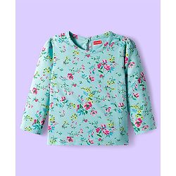 Babyhug 100% Cotton Knit Full Sleeves T-Shirts with Stripes Animal & Floral Print Pack of 3 - Light Blue Pink & Yellow