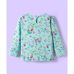 Babyhug 100% Cotton Knit Full Sleeves T-Shirts with Stripes Animal & Floral Print Pack of 3 - Light Blue Pink & Yellow