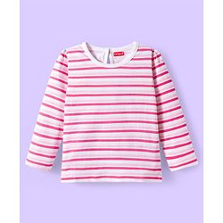 Babyhug 100% Cotton Knit Full Sleeves T-Shirts with Stripes Animal & Floral Print Pack of 3 - Light Blue Pink & Yellow