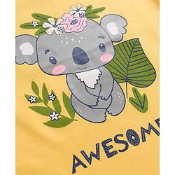 Babyhug 100% Cotton Knit Full Sleeves T-Shirts with Stripes Animal & Floral Print Pack of 3 - Light Blue Pink & Yellow