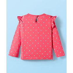 Babyhug 100% Cotton Knit Full Sleeves T-Shirts with Polka Dot Butterfly & Floral Print & Frill Detailing Pack of 3 - Pink Blue & White