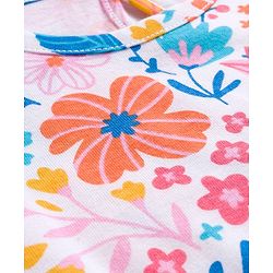 Babyhug 100% Cotton Knit Full Sleeves T-Shirts with Polka Dot Butterfly & Floral Print & Frill Detailing Pack of 3 - Pink Blue & White