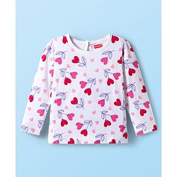 Babyhug 100% Cotton Knit Full Sleeves T-Shirts with Text & Heart Print Pack of 3 - Red White & Navy Blue