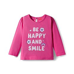 Babyhug 100% Cotton Knit Full Sleeves T-Shirts with Text & Floral Print Pack of 3 - Pink Lilac & Dark Pink
