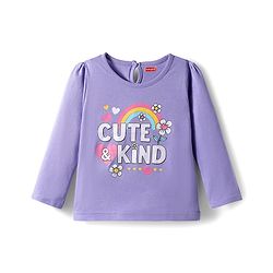 Babyhug 100% Cotton Knit Full Sleeves T-Shirts with Text & Floral Print Pack of 3 - Pink Lilac & Dark Pink