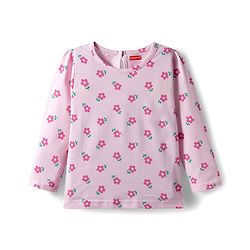Babyhug 100% Cotton Knit Full Sleeves T-Shirts with Text & Floral Print Pack of 3 - Pink Lilac & Dark Pink