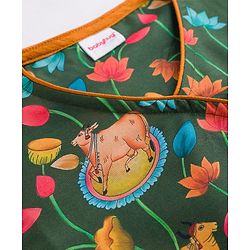 Babyhug Chiffon Woven Full Sleeves Kurta Dhoti Set with Floral Print - Green