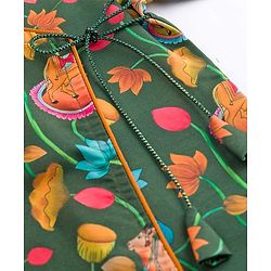 Babyhug Chiffon Woven Full Sleeves Kurta Dhoti Set with Floral Print - Green