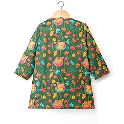 Babyhug Chiffon Woven Full Sleeves Kurta Dhoti Set with Floral Print - Green