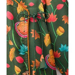 Babyhug Chiffon Woven Full Sleeves Kurta Dhoti Set with Floral Print - Green
