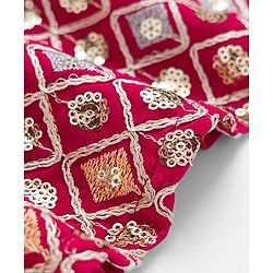 Babyhug Georgette Woven Half Sleeves Kurta Palazzo Set With Sequin Detailing & Dupatta - Dark Pink