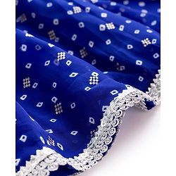 Babyhug Georgette Woven Sleeveless Ethnic Dress With Bandhani Print & Floral Embriodery - Blue
