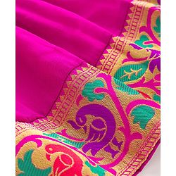 Babyhug Woven Half Sleeves Ethnic Dress With Brocade Design - Fuschia