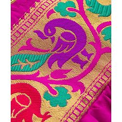 Babyhug Woven Half Sleeves Ethnic Dress With Brocade Design - Fuschia