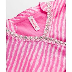 Babyhug Cambric Woven Three Fourth Sleeves Printed Ethnic Dress - Pink