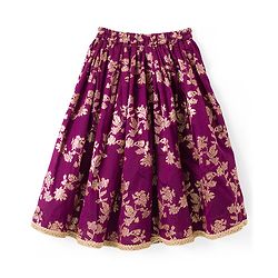 Babyhug Brocade Woven Three Fourth Sleeves Choli Lehenga Set with Dupatta & Embroidery - Violet