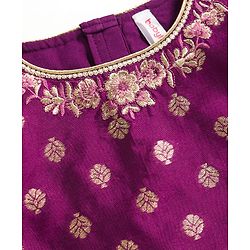 Babyhug Brocade Woven Three Fourth Sleeves Choli Lehenga Set with Dupatta & Embroidery - Violet