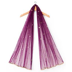 Babyhug Brocade Woven Three Fourth Sleeves Choli Lehenga Set with Dupatta & Embroidery - Violet