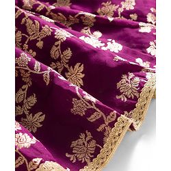 Babyhug Brocade Woven Three Fourth Sleeves Choli Lehenga Set with Dupatta & Embroidery - Violet