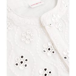 Babyhug Georgette Woven Full Sleeves Kurta Pajama Set with Embroidery - White