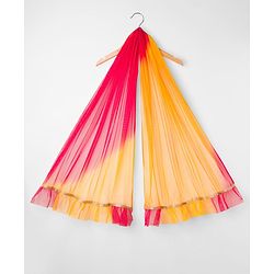 Babyhug Brocade Woven Half Puffed Sleeves Choli Lehenga Set with Dupatta & Motif Embroidery - Red & Yellow
