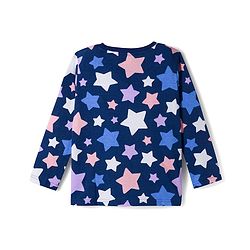 Babyhug Cotton Knit Full Sleeves Co-ords Night Suit With Star Print - Blue