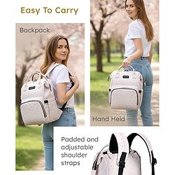 Babyhug Multipurpose Spacious Diaper Backpack Star Print - White| Adjustable Shoulder Strap|Insulated Bottle Pouch|Smart Back Zipper| Wipes Dispenser|Fishmouth Opening|Stylish Design|Attach to Trolley
