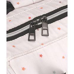 Babyhug Multipurpose Spacious Diaper Backpack Star Print - White| Adjustable Shoulder Strap|Insulated Bottle Pouch|Smart Back Zipper| Wipes Dispenser|Fishmouth Opening|Stylish Design|Attach to Trolley