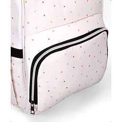 Babyhug Multipurpose Spacious Diaper Backpack Star Print - White| Adjustable Shoulder Strap|Insulated Bottle Pouch|Smart Back Zipper| Wipes Dispenser|Fishmouth Opening|Stylish Design|Attach to Trolley
