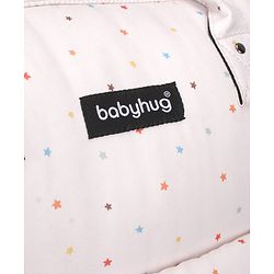 Babyhug Multipurpose Spacious Diaper Backpack Star Print - White| Adjustable Shoulder Strap|Insulated Bottle Pouch|Smart Back Zipper| Wipes Dispenser|Fishmouth Opening|Stylish Design|Attach to Trolley